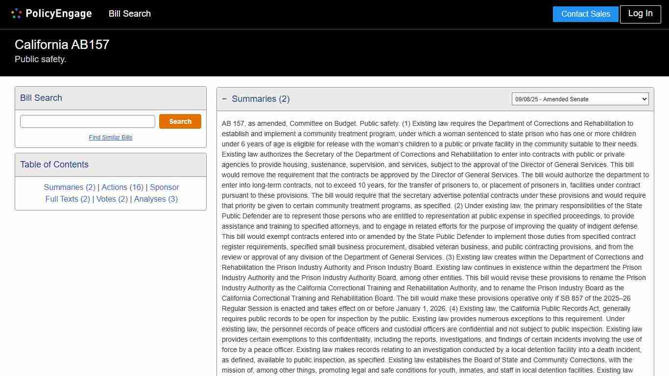 AB157 | California 2025-2026 | Public safety. - Legislative Tracking | PolicyEngage